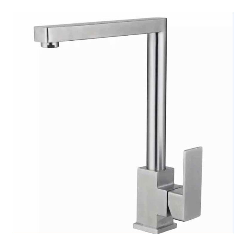Brushed Nickel Kitchen Sink Faucet With Square Round Pipe-YSKF017