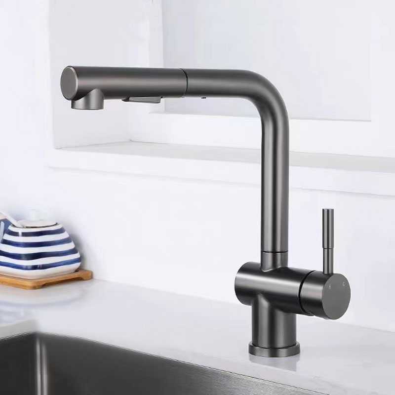 Gunmetal Grey Pull Out Kitchen Sink Faucet-YSKF043