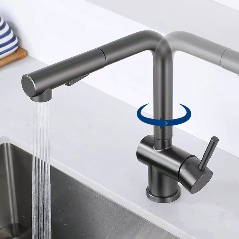 Gunmetal Grey Pull Out Kitchen Sink Faucet-YSKF043