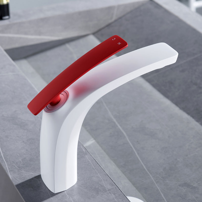 Brass Single Hole White Bathroom Sink Mixer Faucet-YSBF026